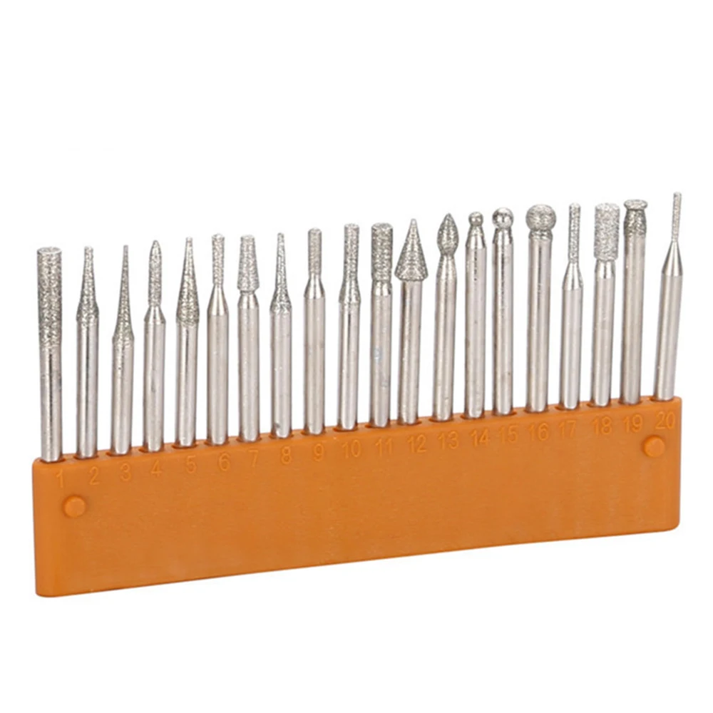 

Rotary 20PCS Rotary Bits Stone Glass Diamond Grinding Carving Burr Bit