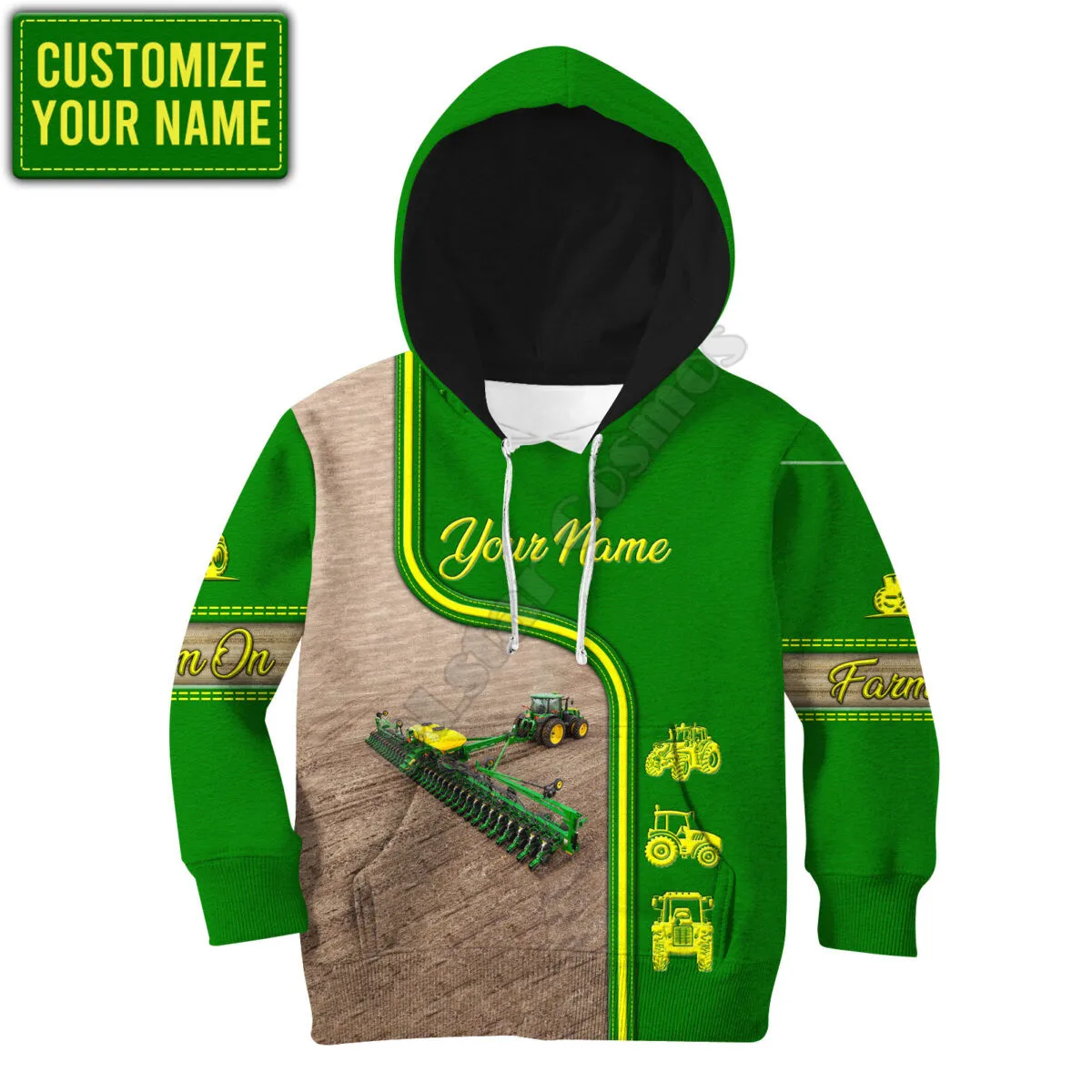 

The Green Tractor Customize your name 3D Printed Hoodies Kids Pullover Sweatshirt Tracksuit T Shirts Boy Girl Funny Apparel 02
