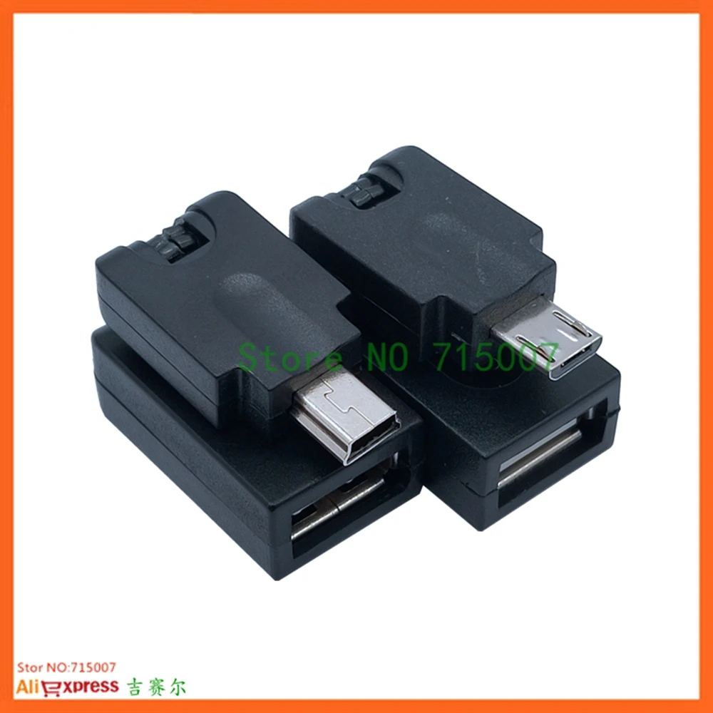 Гибкий угловой otg переходник с Mini и Micro USB на 2 0 мама 180 X360 поворотом 360 градусов