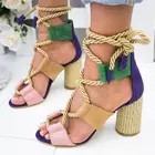 Сандалии-гладиаторы женские на высоком каблуке, босоножки на шнуровке, обувь для вечеринки, свадьбы, летние босоножки