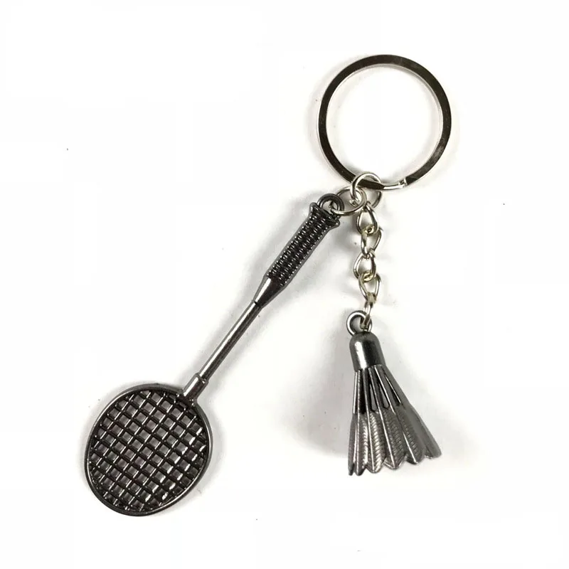 

Bronze Silver Metal Badminton Racket Keychain Fashion Cute Mini Keychain Female Men Car Sports Key Ring Gift