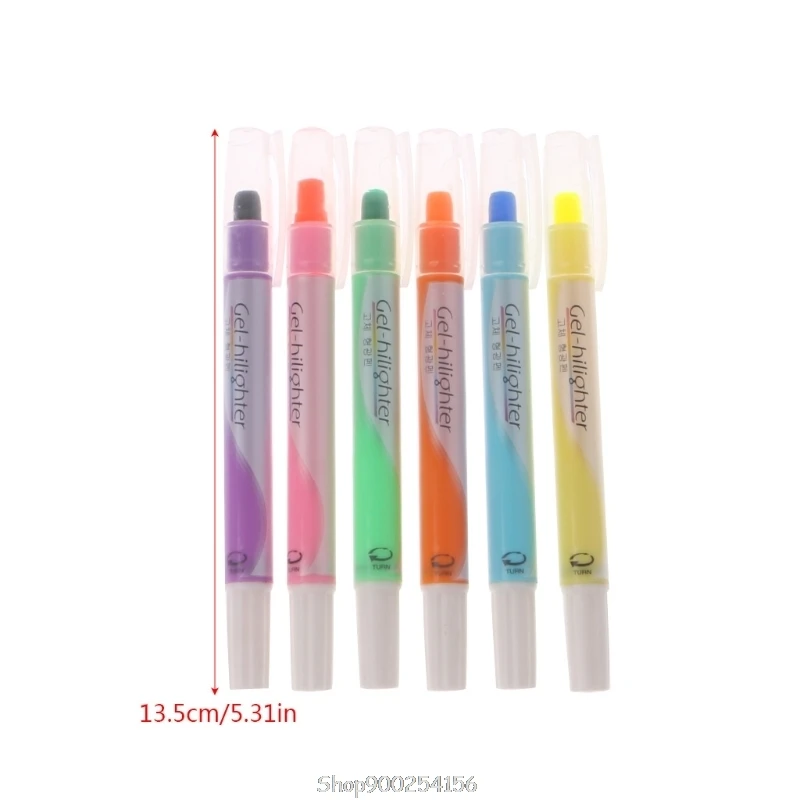 

6 Pcs Watercolor Gel Pen Cute Highlighter Solid Accent Ink Maker Smooth Writing O03 20 Dropship