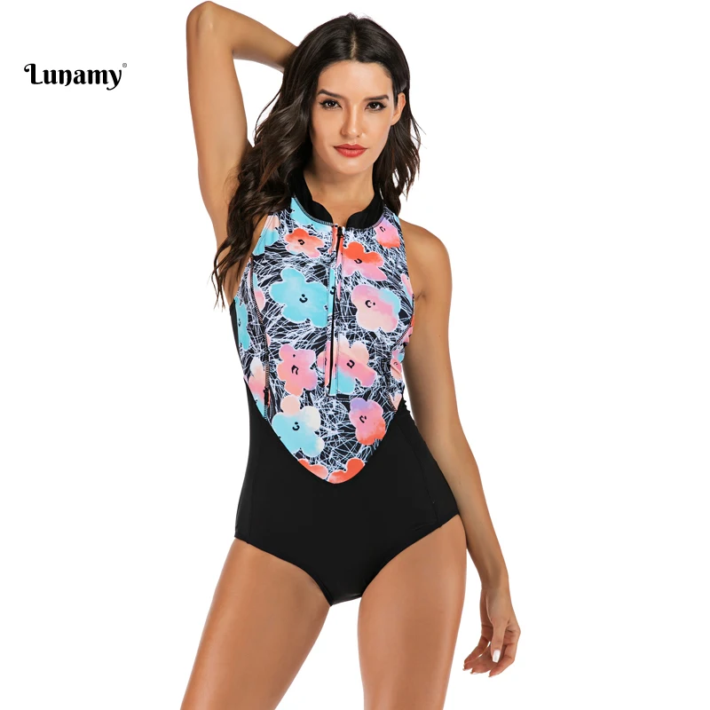 Lunamy винтажный цветочный цельный купальник женский сексуальный без рукавов боди