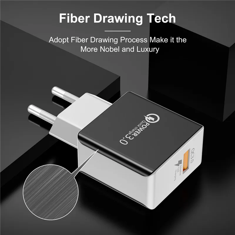 USB настенное зарядное устройство QC 3 0 дорожный мобильный телефон кабель быстрой