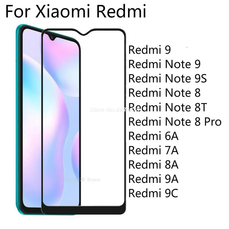 Защитное стекло для Xiaomi Redmi 9 9A закаленное полное покрытие 9C 8A 7A 6A Note 8T 9S Pro защита