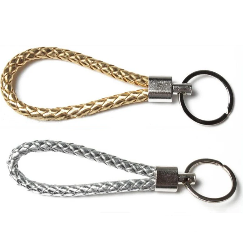 Новый Дизайн Ручная кожаная Веревка Плетеный брелок металлические брелки для