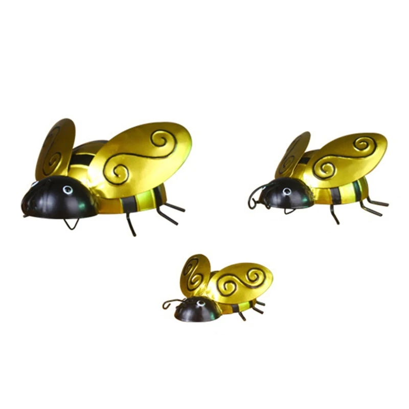 

Пчелы декор искусство стены металла украшения, милый желтый стенные скульптуры в виде рыб для внутреннего и наружного спорта для дома и сад...
