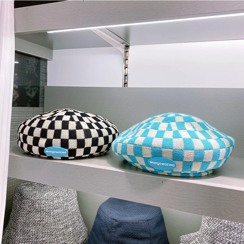 

Women's Summer Hat Knitting Lattice Beret Hat Sun Protection Cap Painter Hat Female Cotton Collapsible Breathable Beach Sun Hats