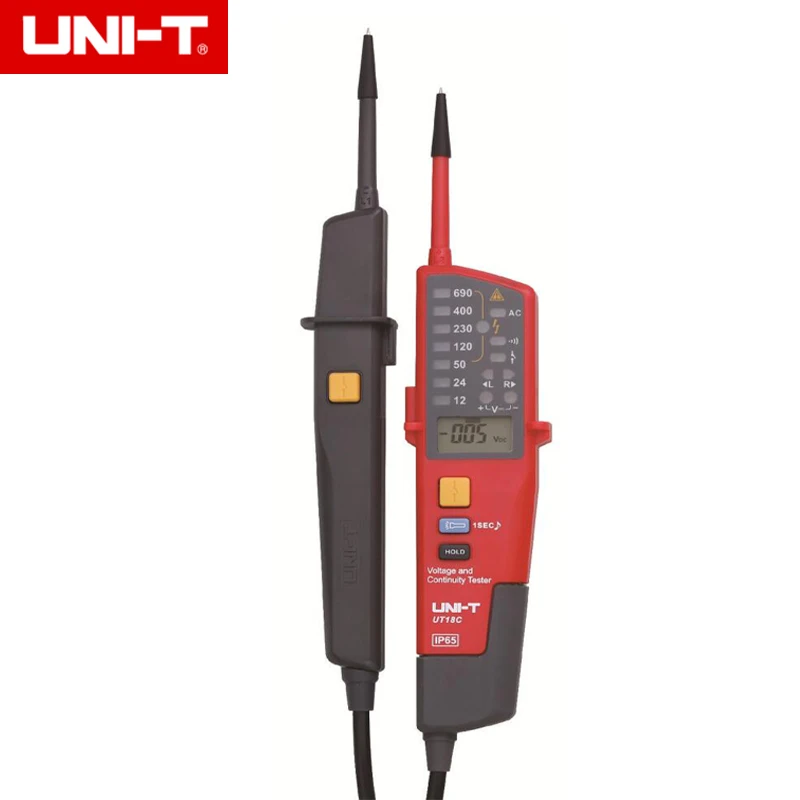 

UNI-T UT18C Auto Range Voltage Meter Continuity Tester LCD/LED Indication Date Hold RCD Test No Battery Detection Detector