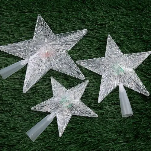 22cm Высококачественная пластиковая макушка для новогодней елки пятиконечная звезда многоцветный Блестящий светодиодный светильник Рождественский романтический декор тонкой работы - Цвет: 22cm