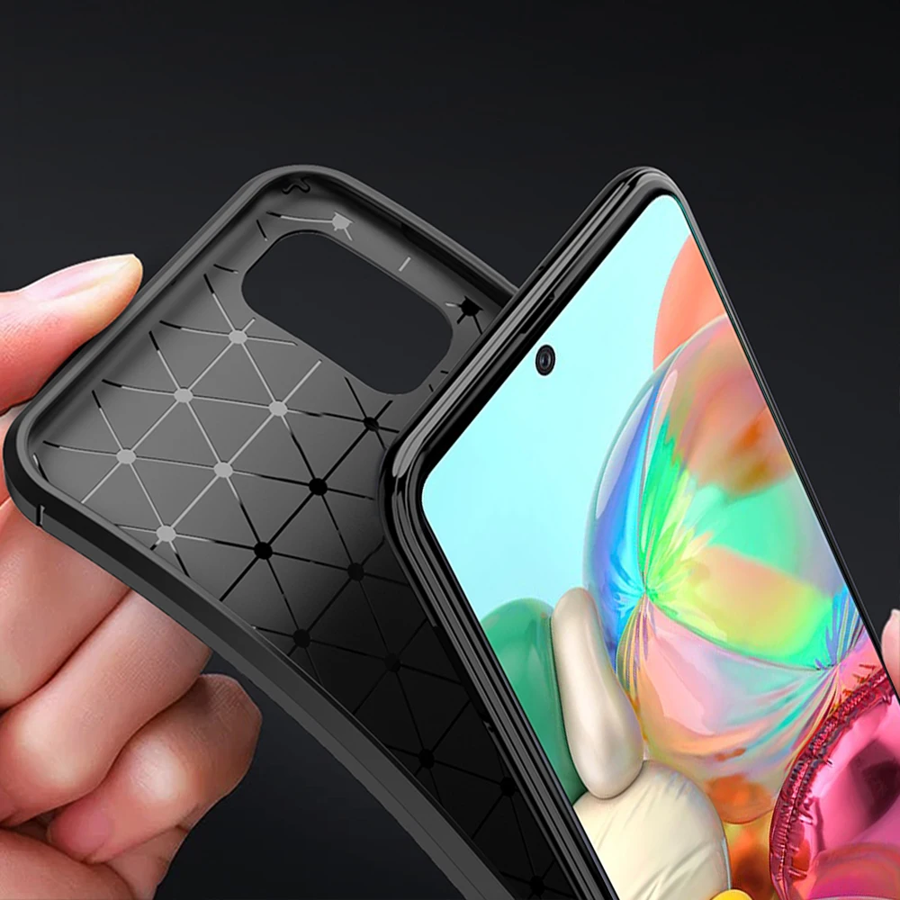 KEYSION ударопрочный чехол для Samsung Galaxy A51 A71 A01 A11 A21 A41 A81 A91 телефона из углеродного