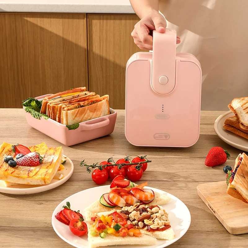 

Household Kitchen New DIY Sandwich Waffles Maker Automatic Fast Heating Bread Toaster Breakfast Hot Plate Light Food Tools