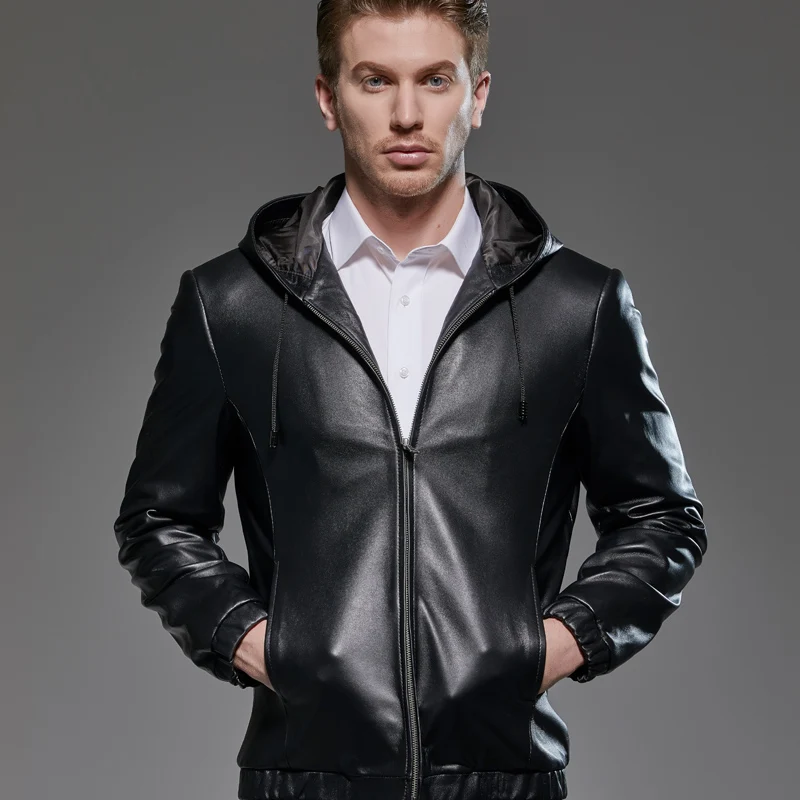 Демисезонная оригинальная кожаная куртка Мужская одежда 2020 овчина пальто с