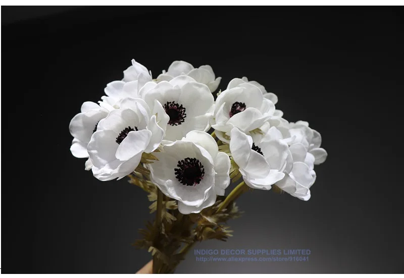 Индиго-9 шт PU Anemone Pasque желтая Маргаритка цветок для дома невесты свадебные искусственные цветы вечерние цветы