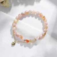 natural cherry agate yellow crystal heart shape women bracelets on hand chain bangles jewelry aesthetic fashion female popular