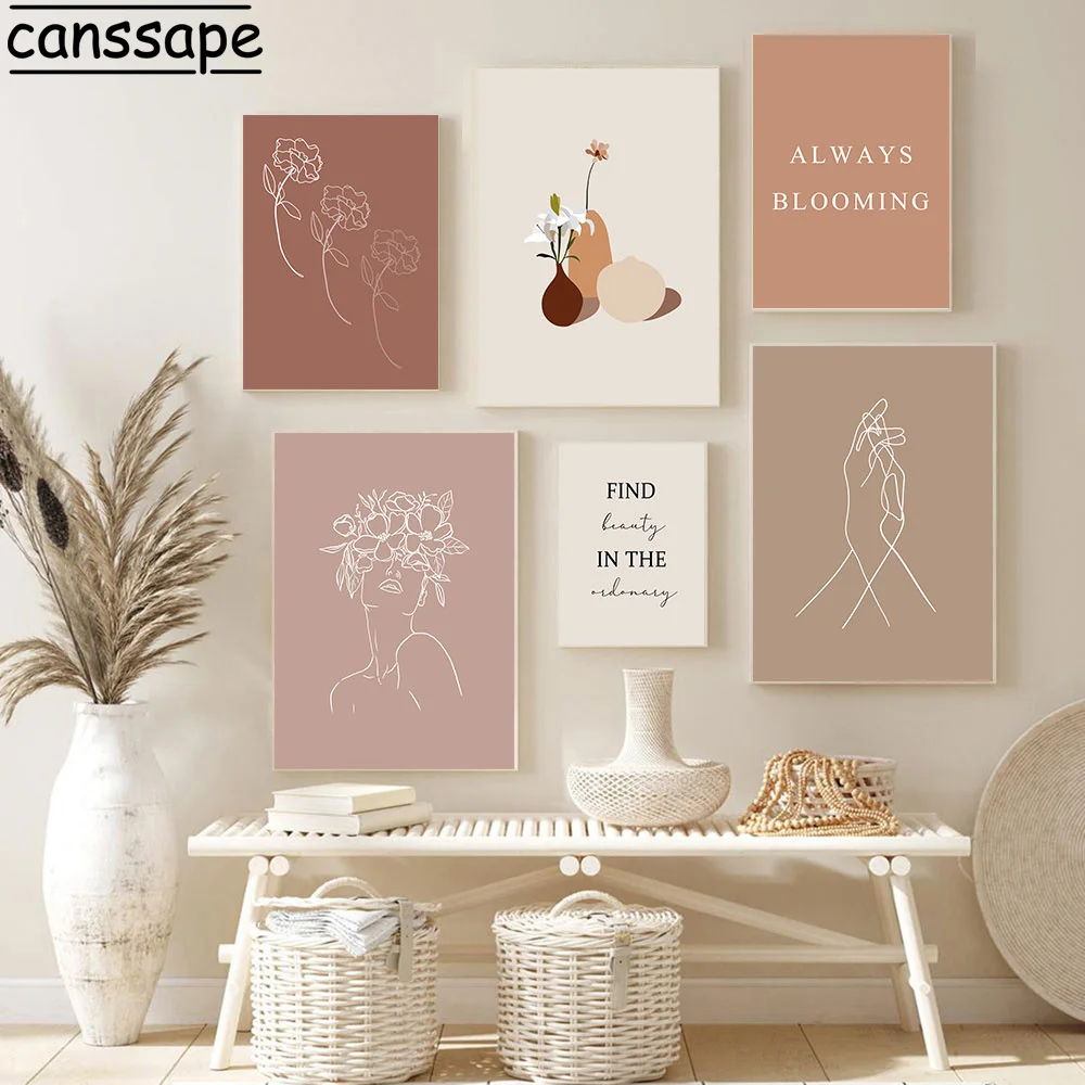 Абстрактная Ретро Настенная картина в стиле бохо на холсте цветок женщина