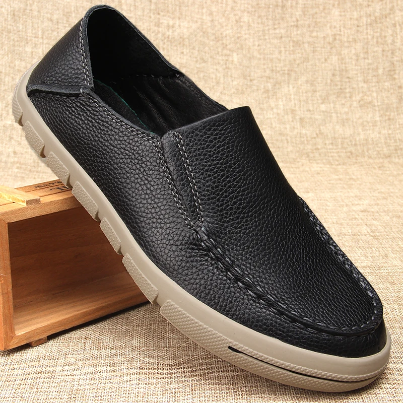 Spring Autumn Genuine Leather Men's Shoes Round Toe Soft Bottom Men Loafer Shoes Breathable Luxury Male Designer Shoes