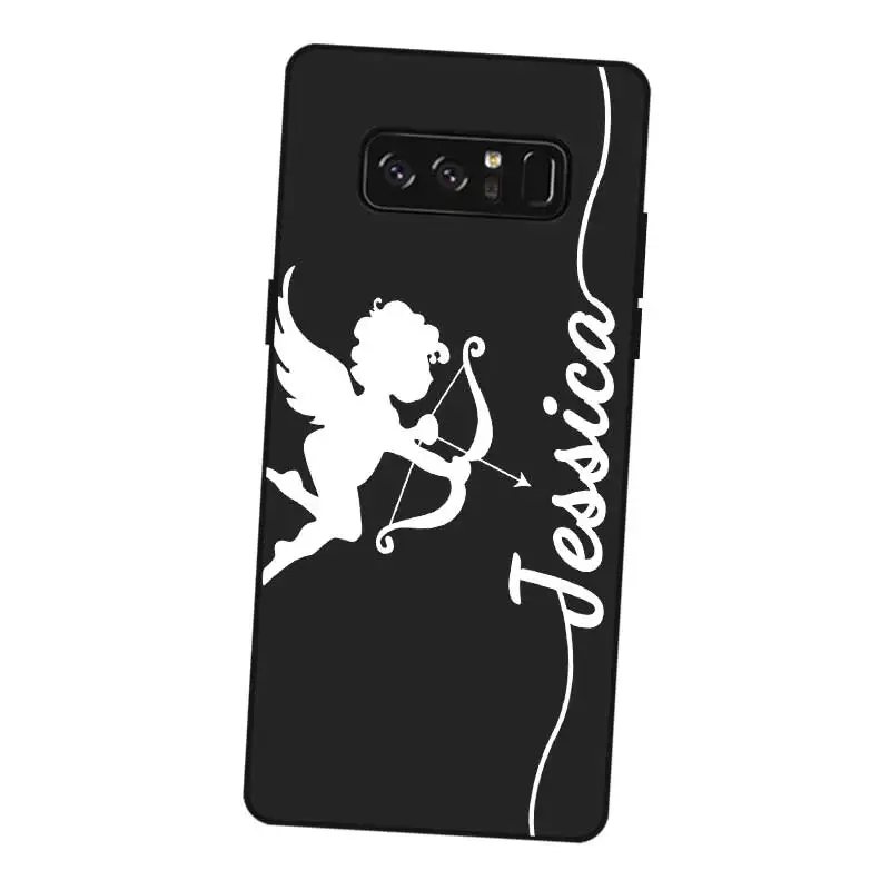 Flower Custom Name DIY Black Soft TPU Silicone Case Cover For Samsung Galaxy Note 3 4 5 8 9 10 Plus M10 M20 M30 Grand Prime |