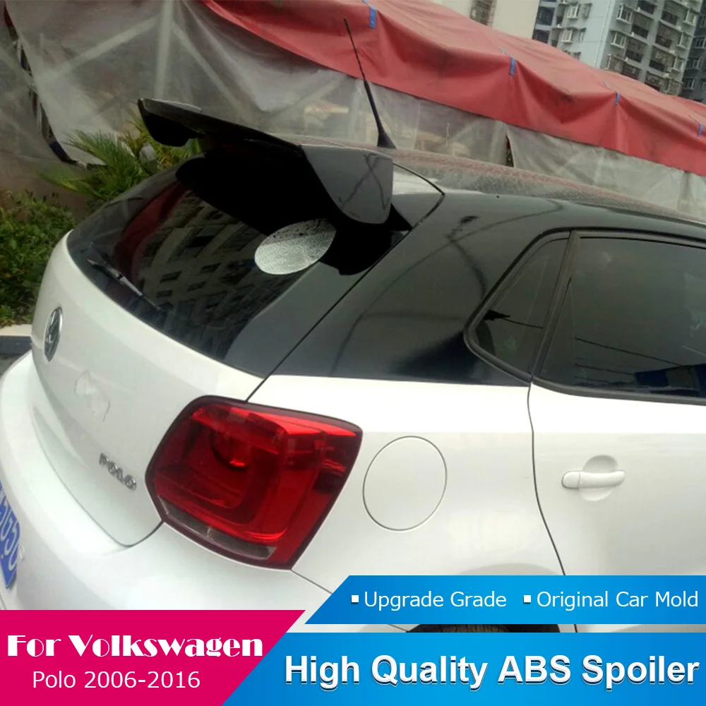 Черный спойлер для Volkswagen Polo 2006 2016 из АБС пластика заднего багажника крыла губы