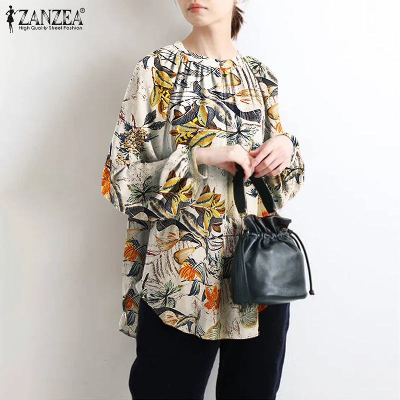 

ZANZEA Women Casual Long Sleeve Shirt Irregular Hem Street Chemise Female Cotton Blusa Top Oversize Elegant 2021 Bohemian Blouse