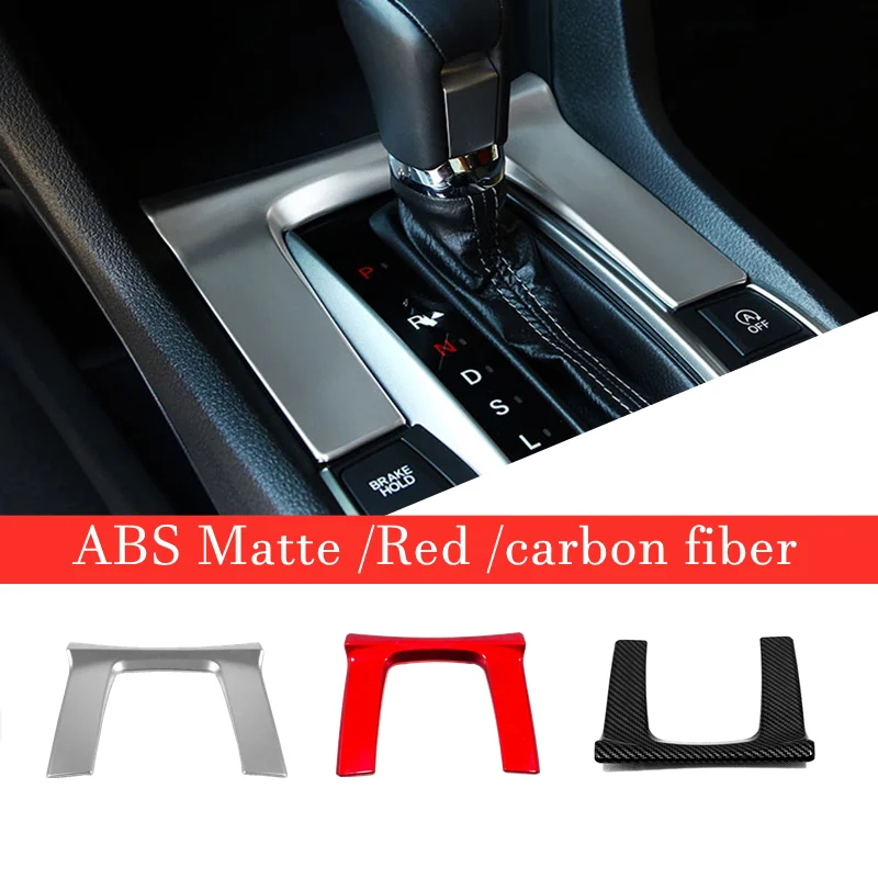 

Для Honda Civic 10, 2016, 2017, 2018, АБС-пластик, углеродный/матовый, U-образный, коробка передач, панель передач, Боковая Отделка, крышка, автомобильные ак...