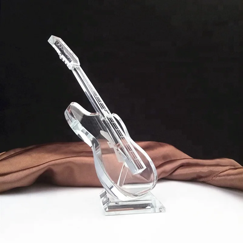 

New Music Crystal Trophy Guitar For The Champion Award Size Can Be Customized 1 Piece Clear Color