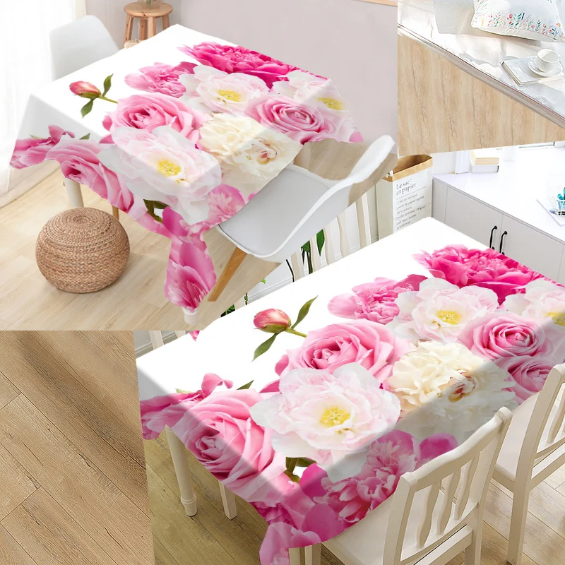 Новинка скатерть с цветком розы 3D Ткань Оксфорд квадратная/прямоугольная