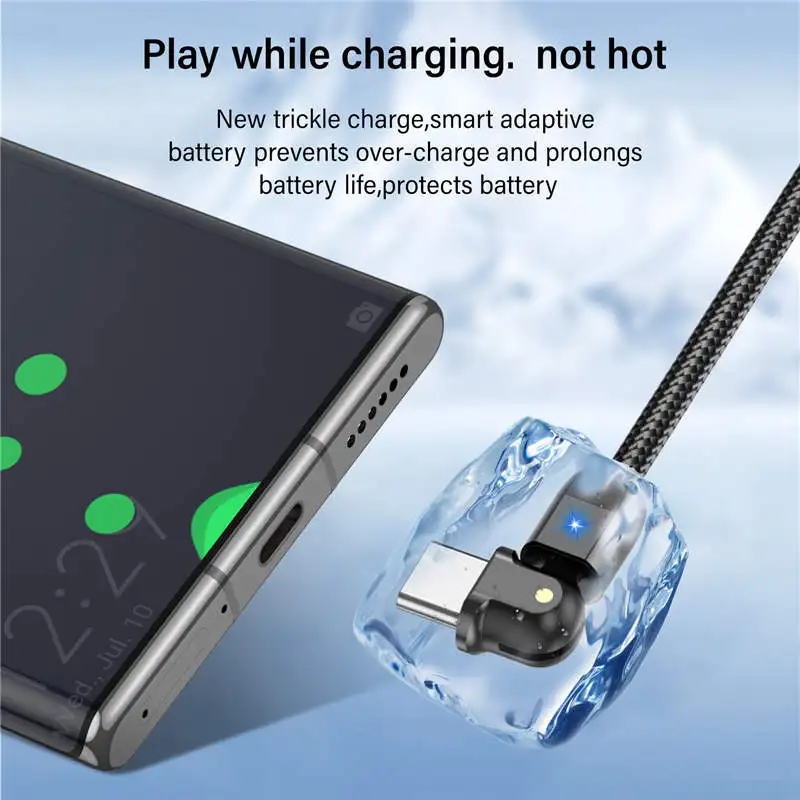 

3A LED Type C USB Cable Fast Charging For Samsung S10 S9 Plus Xiaomi Huawei USB C Mobile Phone Data Cable 180 Rotation Cable