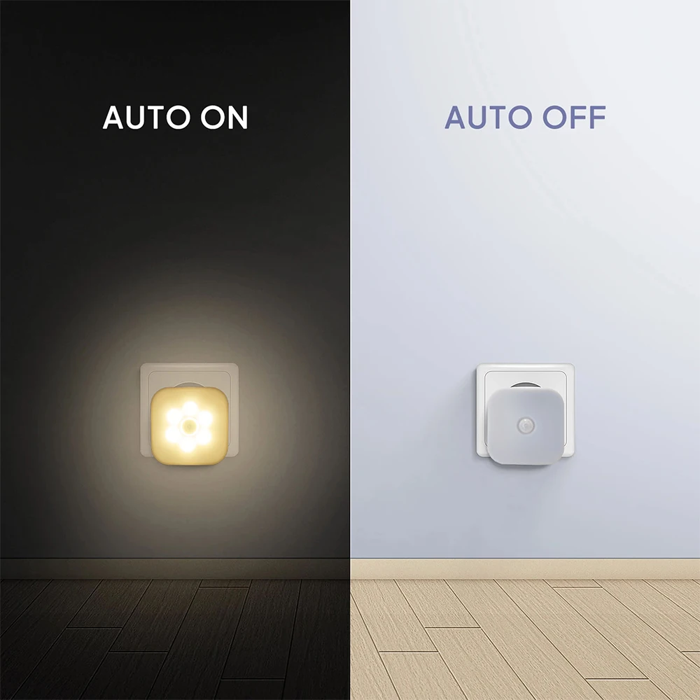 

Smart Motion Sensor Night Light Wall Plug Bedside Lamp LED Staircase Closet Aisle Bathroom Night Lamp For Hallway Pathway