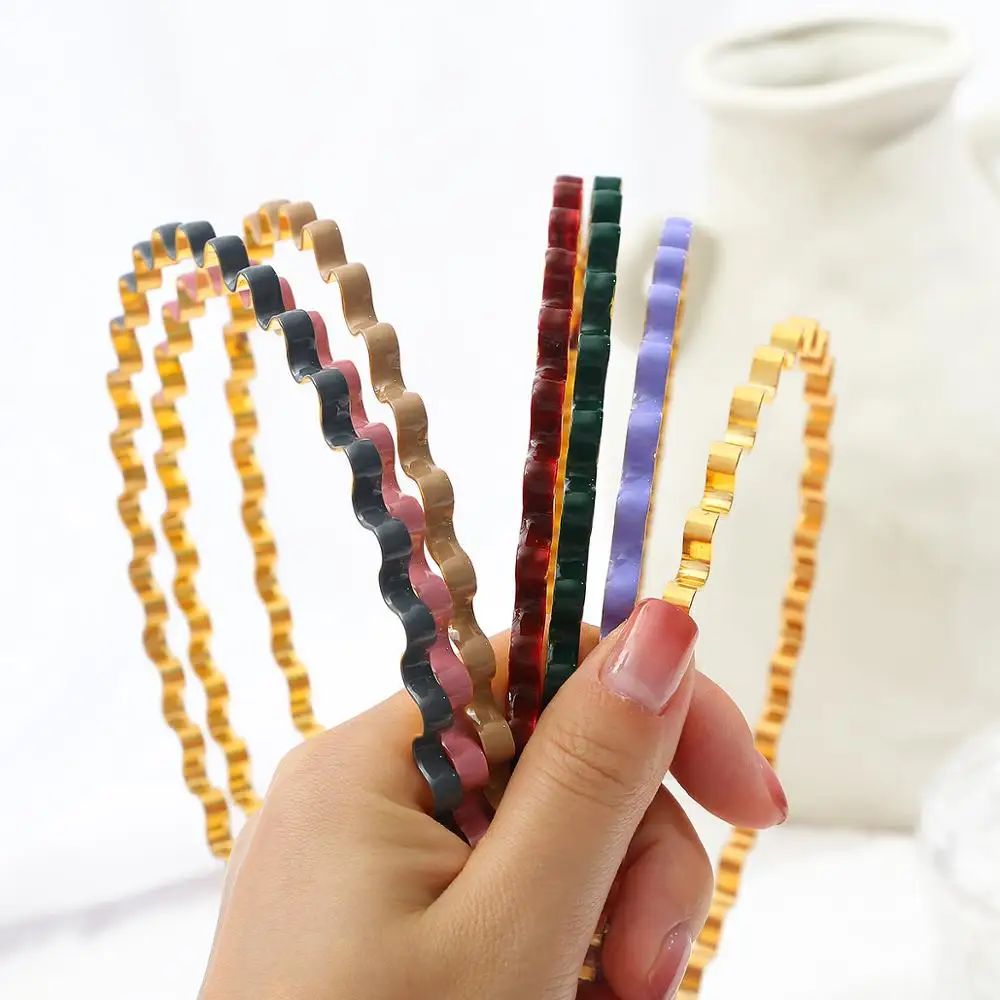 Обруч для волос с металлическим ободом Женский блестящий обруч волнистыми