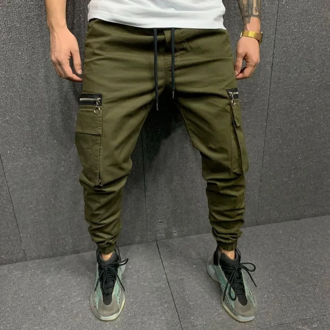 

2021 spring Autumn zipper Pocket Men Joggers Casual Sweatpants Joggers Trousers Sporting Clothing Bodybuilding Pants
