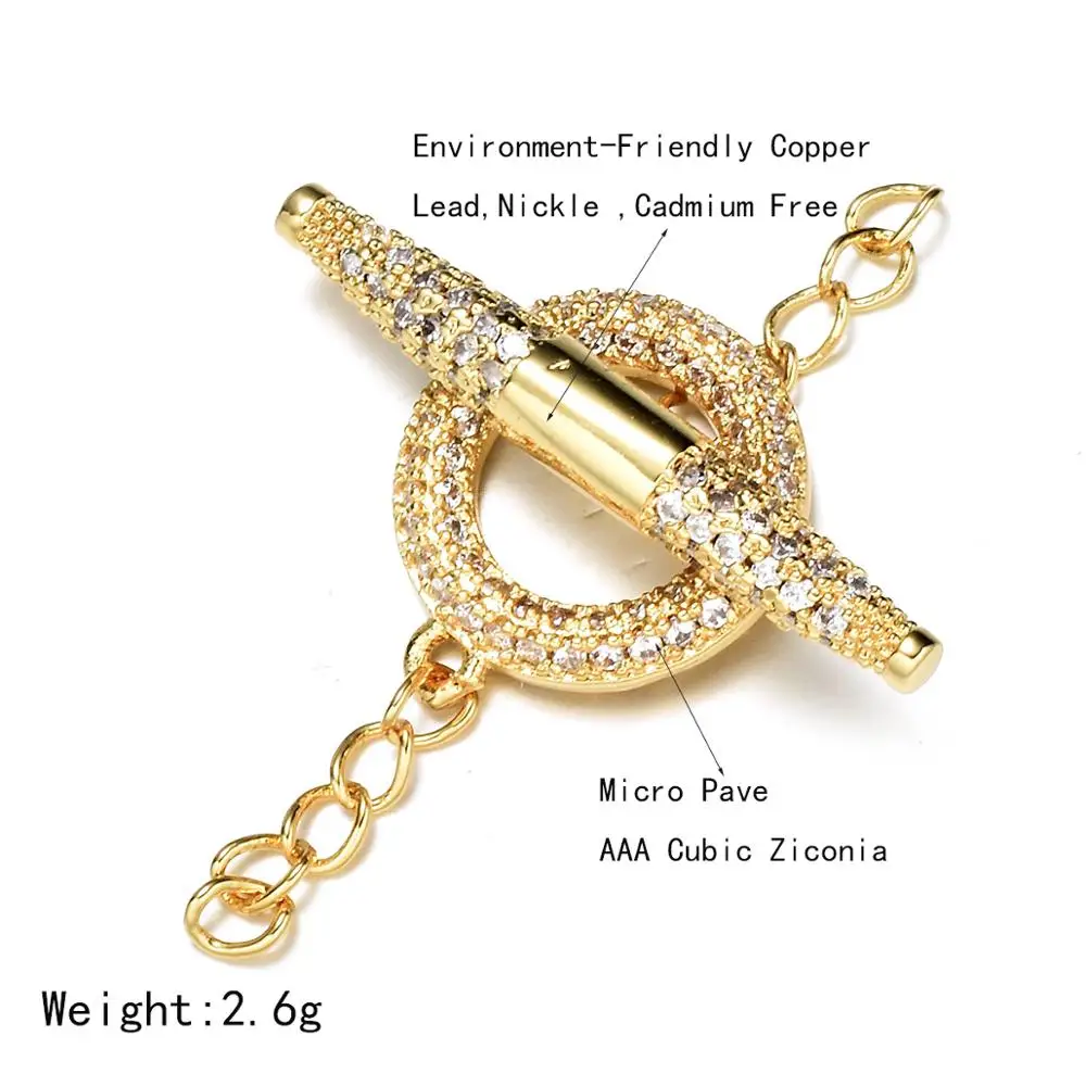 

CHSXY Luxury Micro Paved AAA Zircon Toggle Clasps Connectors for Craft DIY Bracelet Necklace Jewelry Making Supplies Accessories
