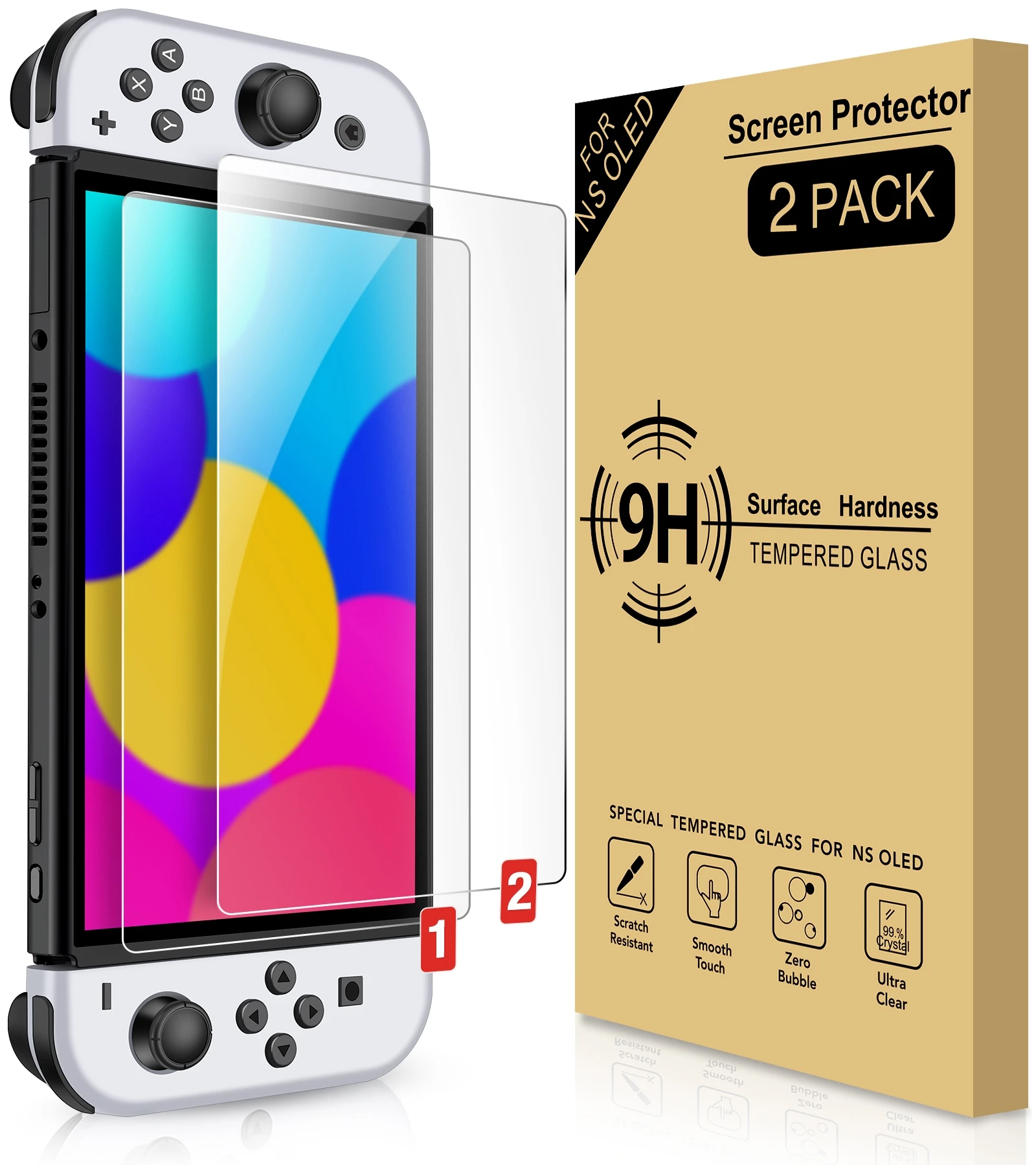 

2Pcs Shockproof Screen Protector For Nintendo Switch OLED Waterproof Tempered Glass Protective Film For Switch OLED Accessories