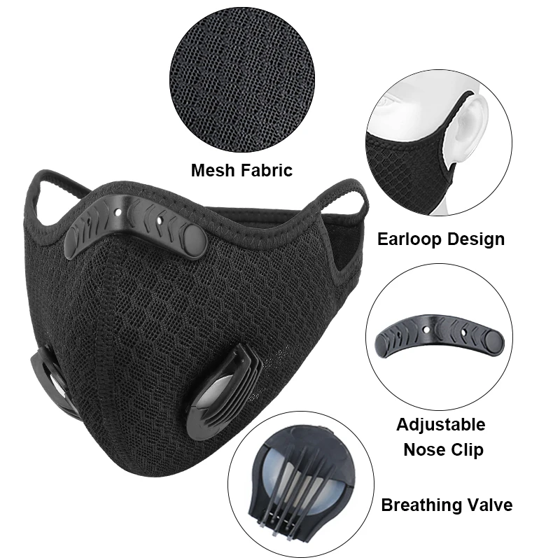 PHMAX дышащая велосипедная маска для лица фильтры PM2.5 анти-загрязнения обучение MTB