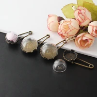 4pcs 1520mm glass cover vial brooch glass globe cover glass globe brooch bronze antique plated collar pin for women gift