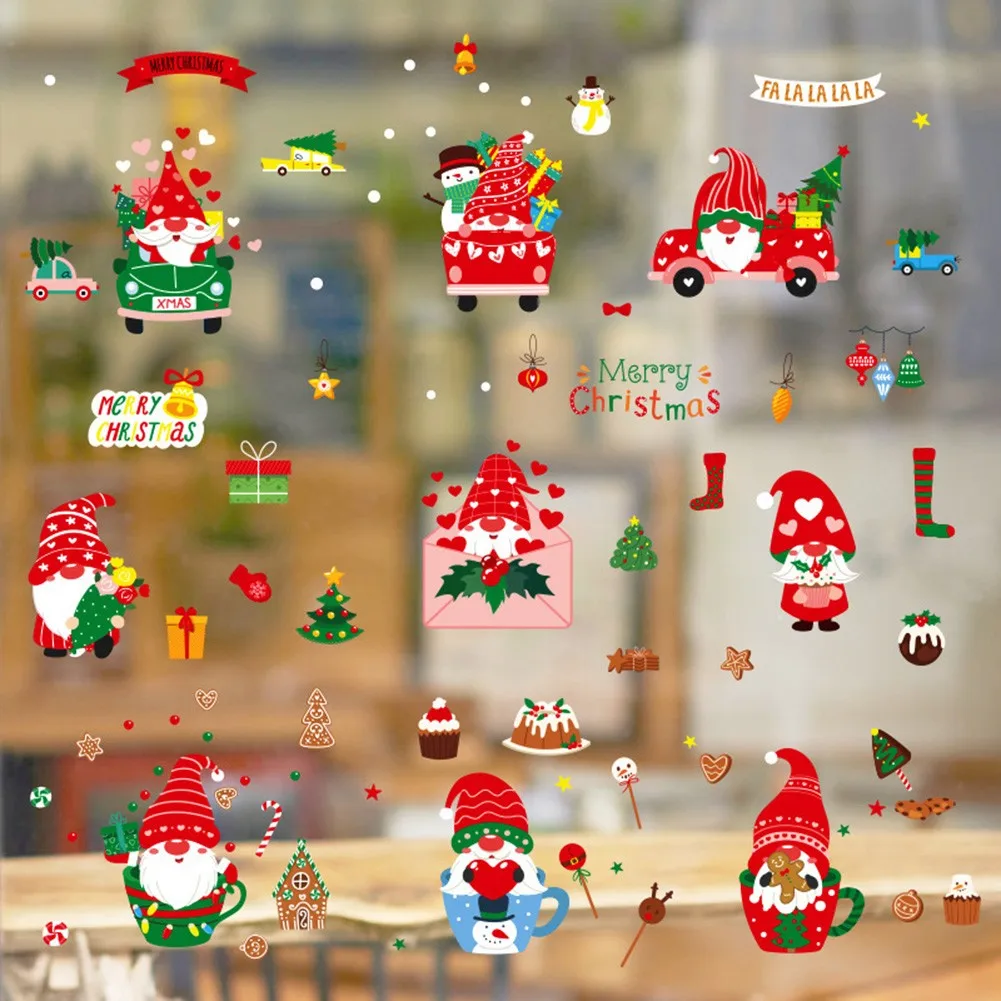 

Creative Christmas Casement Door Wall Sticker Glass Decals Home Xmas Room Decor Ornament Xmas Navidad Natal New Year 2022