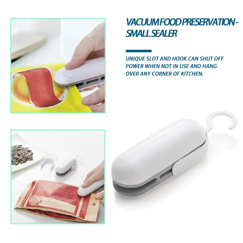 Mini Portable Food Sealer Machine Handheld Snacks Packaging Vacuum Plastic Bag Heat Sealing Closing Capper | Безопасность и защита