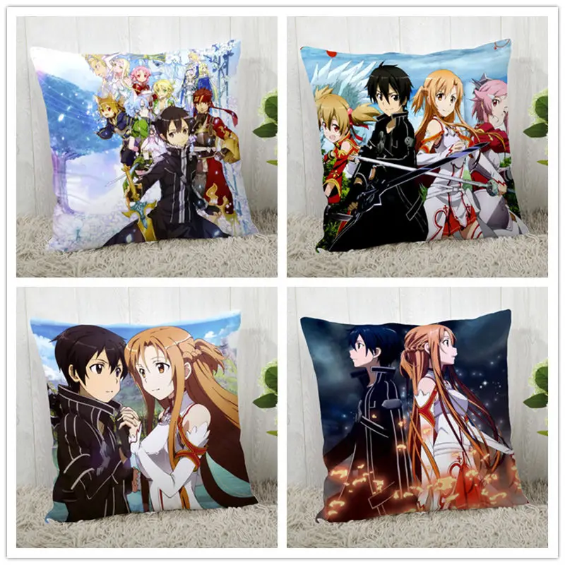 

Пользовательский меч искусство онлайн Подушка Чехол из полиэстера декоративная подушка чехол s Подушка на молнии квадратная Подушка Чехол ...