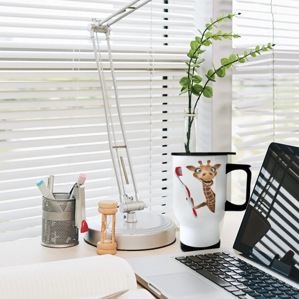 Giraffe Toothbrush Funny Cartoon Animal Travel Coffee Mug Spill Proof Best Mugs Tumblers White | Дом и сад