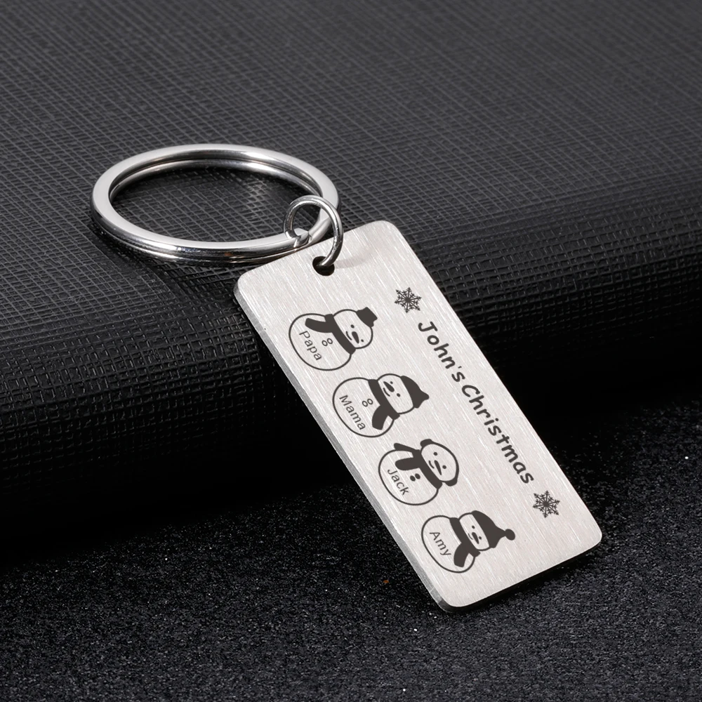 

New Personalized Christmas Family Keychain Customized Snowman Name Keychains Wholesale for Car Keys Original Gifts for Families