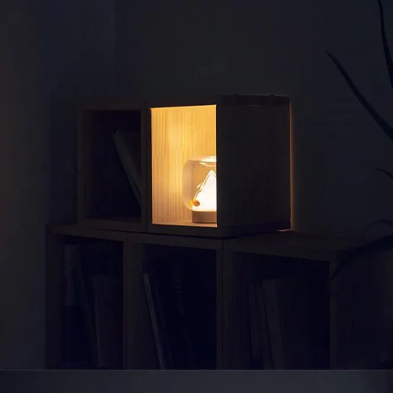 

HD Night Light Creative Handmade Glass Warm Mountain Decoration Light USB Rechargeable Art Desktop Fish Tank Design Table Lamp