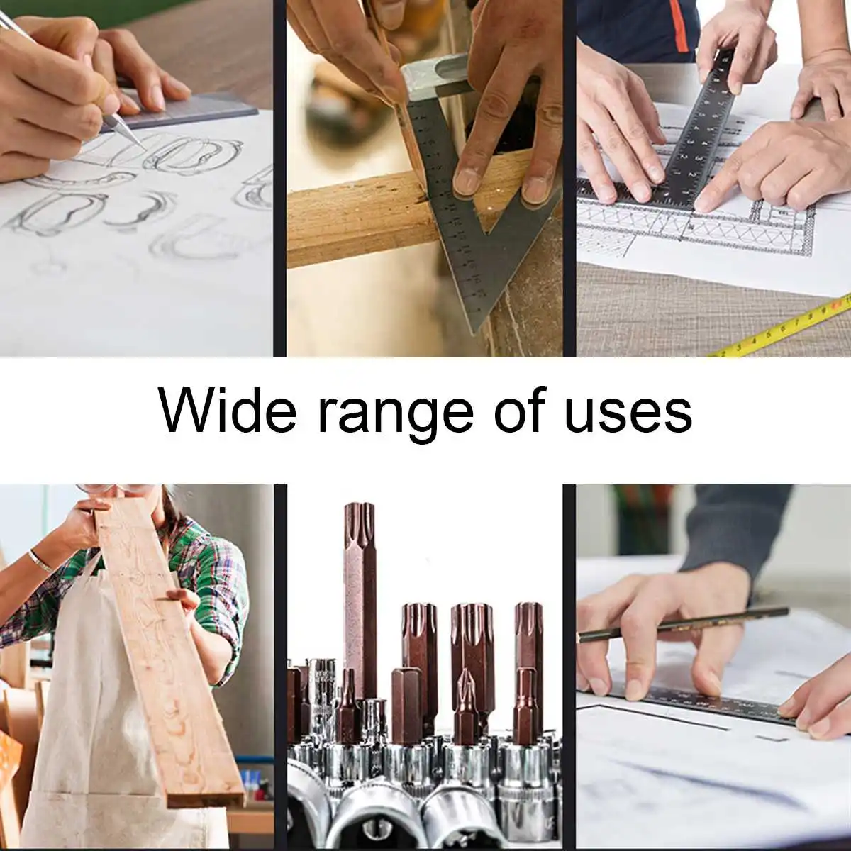 

7''12''Inch Die-cast Aluminum Triangle Ruler Triangle, Protractor with Ruler and Angle, Woodworking Measuring Tool