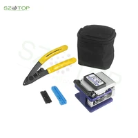 free shipping ftth fiber tool kit 5pcsset with fiber cleaver fc 6s and cfs 2 fiber stripper kit
