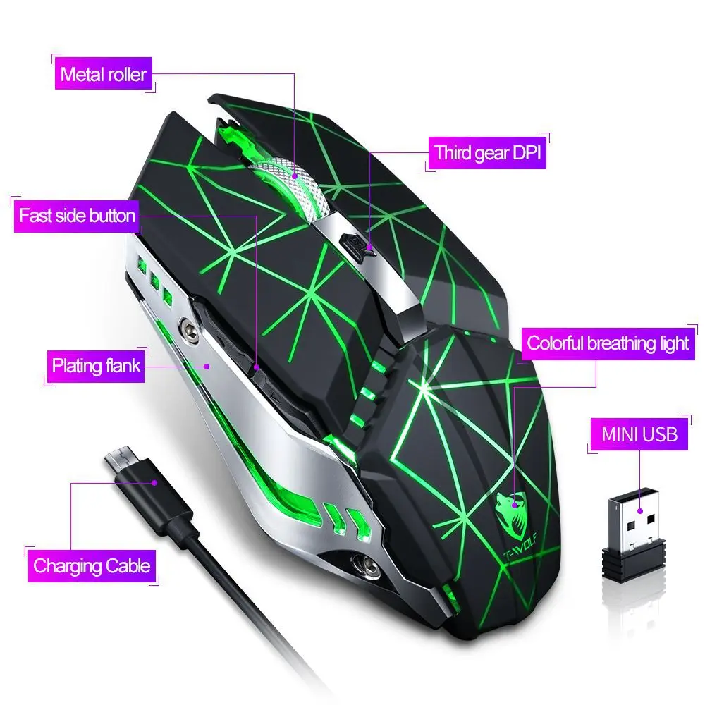 

2.4G Wireless Mice Charging Silent Glowing Gaming Mouse Wireiess Laptop Accessories Wirless Gaming Mouse Rechargeable Rgb Mouse