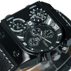 Часы Oulm Мужские кварцевые, повседневные наручные, с кожаным ремешком, спортивные, с несколькими часовыми поясами, в стиле милитари