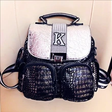 Luxury Backpack Women New Luxury Alligator Pattern Mochila Femenina Soft Leather Shoulder Bags Travel Small Rucksack