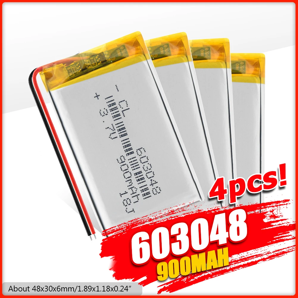 1/2/4x900 мА/ч литий Батарея 3 7 V Перезаряжаемые 603048 полимерный ионный аккумулятор