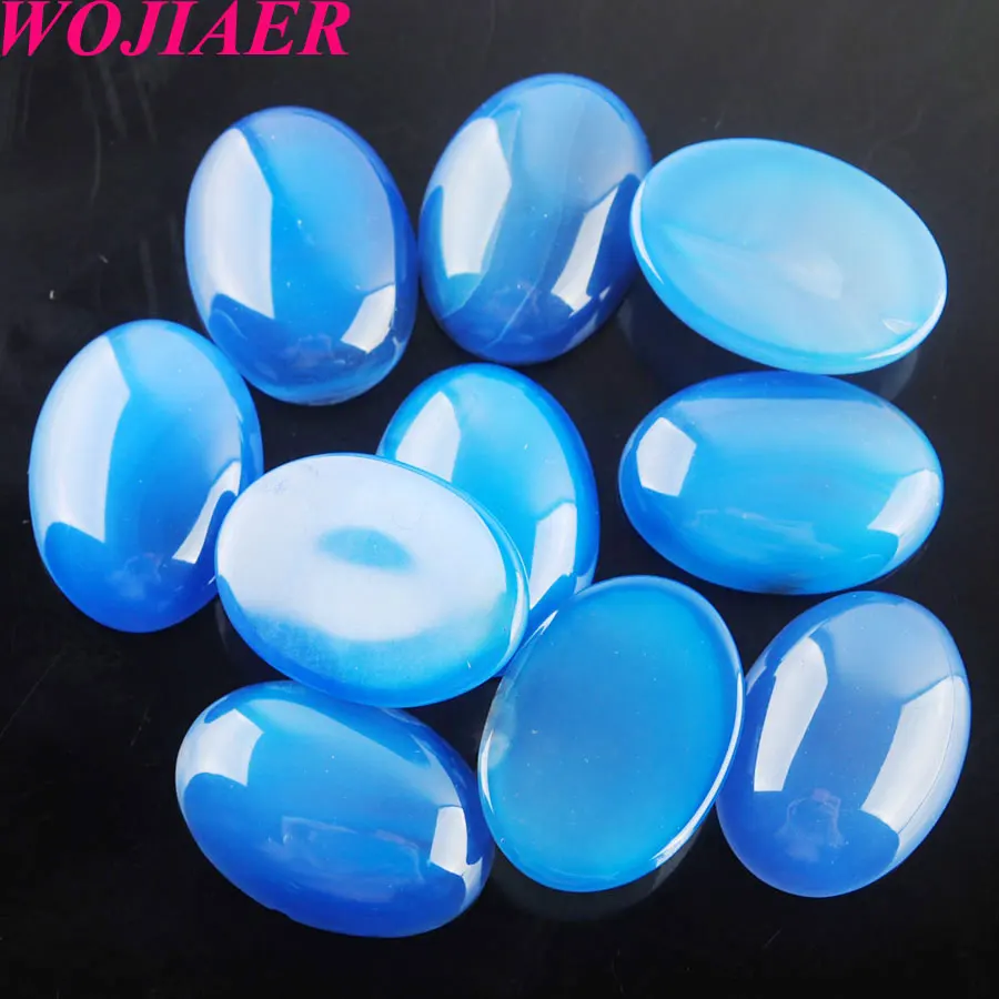 WOJIAER натуральный синий Агаты овальные драгоценные камни кабошон Кабины без