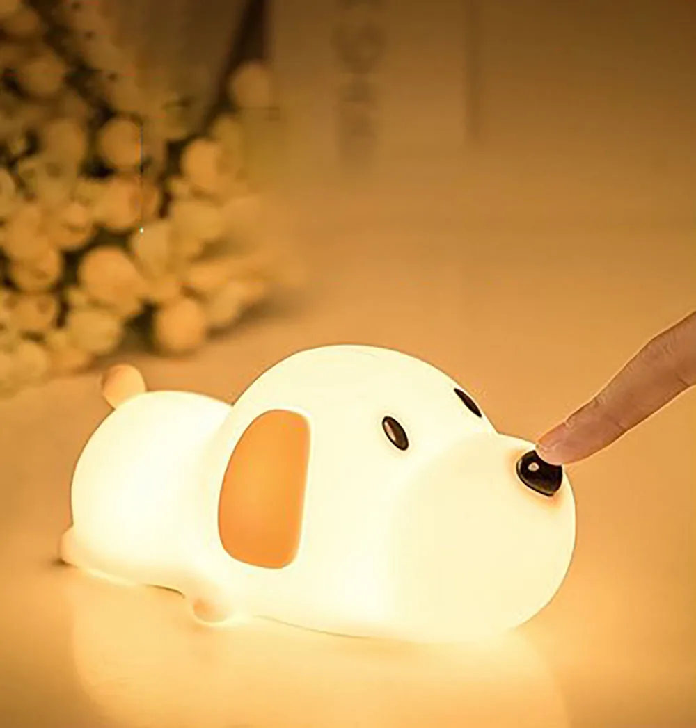 

Светодиодный ночсветильник с мультяшной собакой для сна, лампа в виде Луны для спальни, светодиодный ночник с USB-разъемом, аккумуляторный, детский