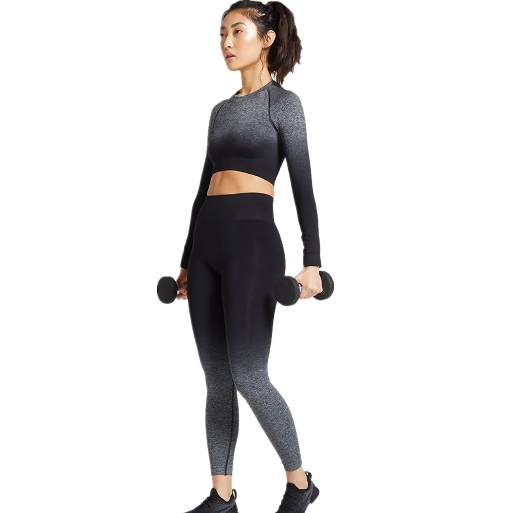 Женский комплект для йоги бесшовный бюстгальтер фитнеса и спортивный с высокой